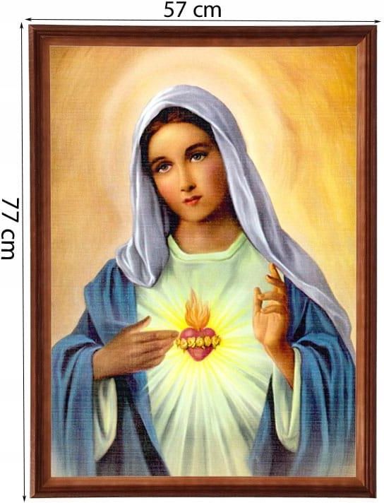 Mgdesign Religijny obraz z ramą drewnianą 50x70cm Serce Maryi I