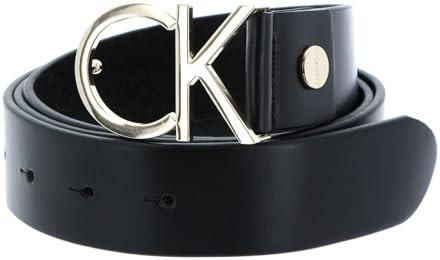 Calvin Klein Jeans Paski damskie, Czarny (czarna skóra i jasnozłota klamra), 85 [esnt]