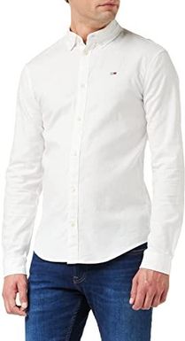 Tommy Jeans Mężczyźni Tjm Slim Stretch Oxford Shirt Koszula, Biały, L [esnt]