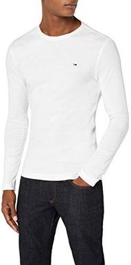 Tommy Jeans Oryginalny Rib Koszulka z Długim Rękawem, Biały, S [esnt]