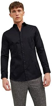 JACK & JONES Koszula męska Super Slim Fit, czarny (czarny), L [esnt]