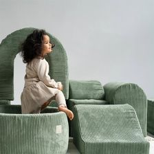 Zdjęcie Plush Nest Misioo Basen Z Piłkami Zielony Okrągły Sztruks 90X30 200 Piłek Perłowy Miętowy Złoty - Reszel