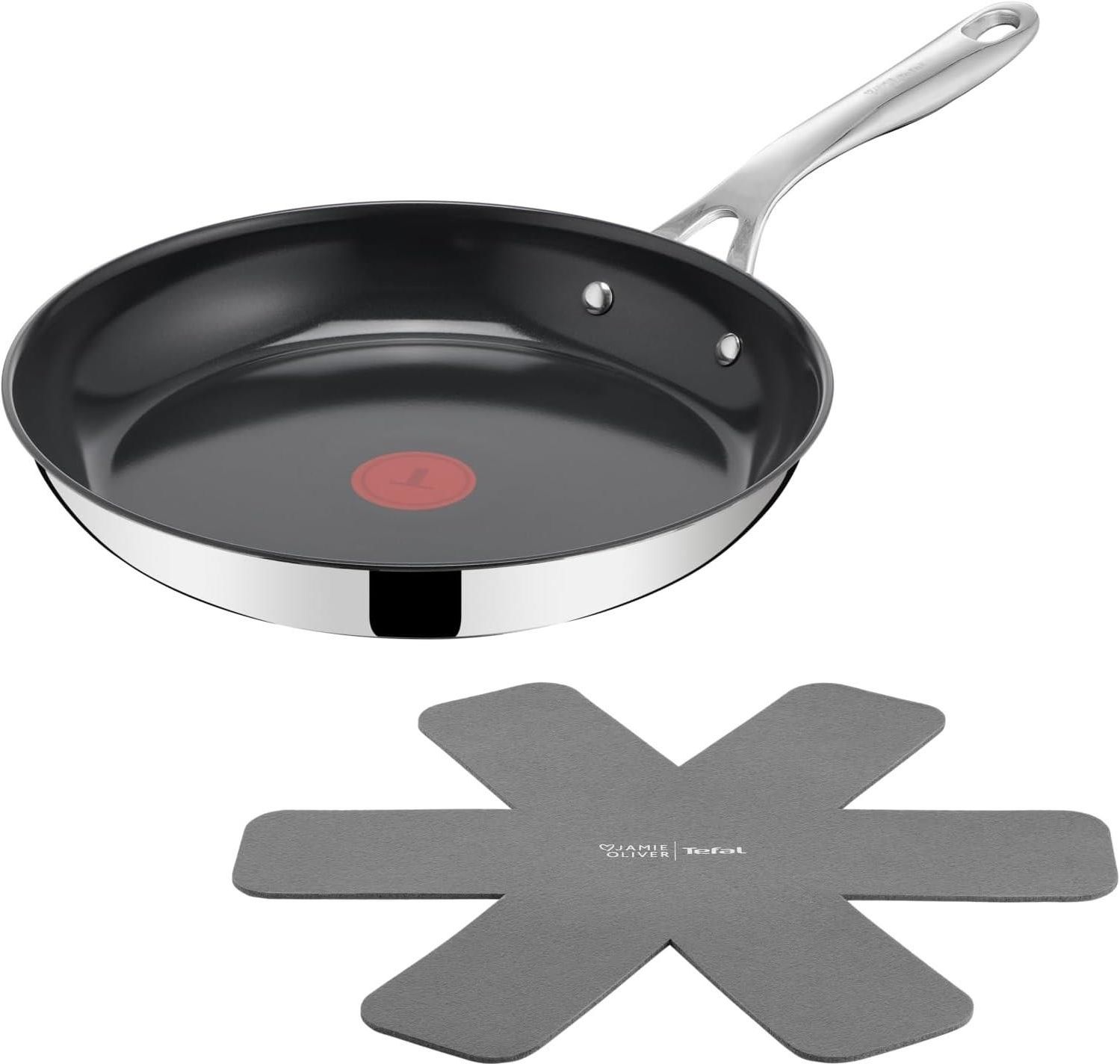 Tefal Jamie Oliver Home Cook Stainless Steel Non-Stick 28cm Induction Wok