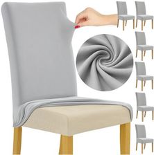 Zdjęcie Pokrowiec na Krzesło Szary Welur Uniwersalny Miękki Pokrowce na Krzesła x6 Ruhhy 25991 - Osiek