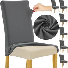 Zdjęcie Pokrowiec na Krzesło Szary Welur Uniwersalny Miękki Pokrowce na Krzesła x6 RUHHY 25990 - Osiek