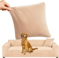 Zdjęcie Pokrowiec na Narożnik Kanapę Leżankę Beżowy Welur Elastyczny 190 - 230 cm Ruhhy 26184 - Osiek