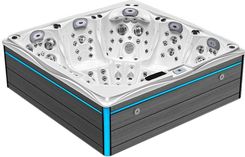 HYDROSAN - Wanna SPA Jacuzzi ogrodowe z hydromasa�em 5-osobowa 230x230 cm BIA�A PER�A OBUDOWA SZARA DESKA F24 SPA748