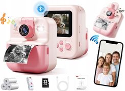 Zdjęcie Aparat Natychmiastowy dla Dzieci Cyfrowy MP3 GRY Druk Telefon Obiektyw 180s / P02 Różowy - Maków Mazowiecki