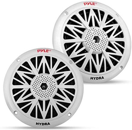 Pyle 5.25 Inch Dual Marine Speakers - 2 Way Waterproof and Weather Resistant Outdoor Audio Stereo Sound System with 150 Watt Power, Poly Carbon Cone,