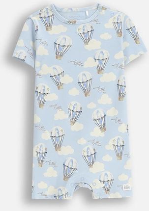 Pajac z krótkim rękawem błękitny z nadrukiem balonów na całości