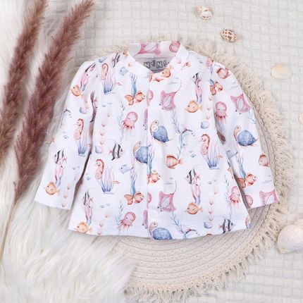 Kaftanik niemowlęcy UNDERWATER WORLD z bawełny organicznej