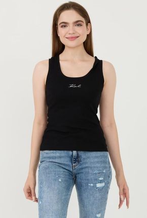 KARL LAGERFELD Czarny top Logo Rib Tank, Rozmiar L