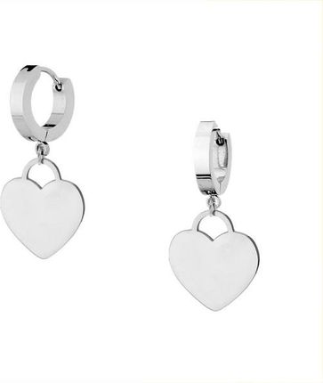 Manoki Kolczyki z sercem kłódką minimalistyczne srebrne kolczyki koła z charmsami stalowe