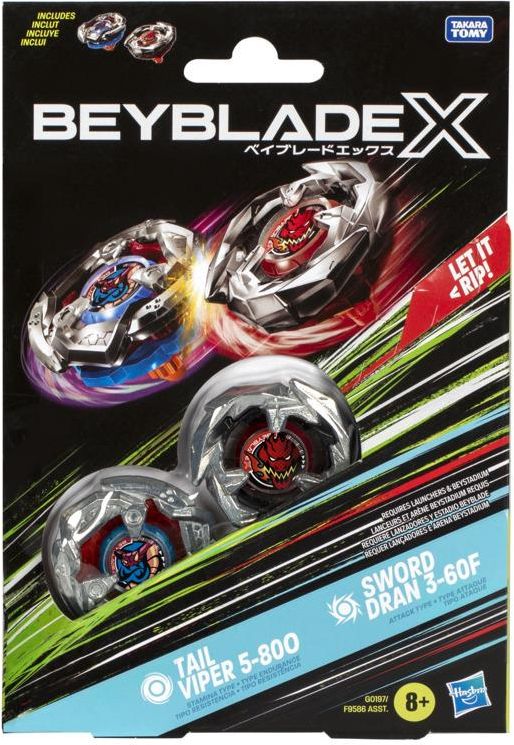 Hasbro Beyblade X Tail Viper 5-80O I Sword Dran 3-60F Zestaw