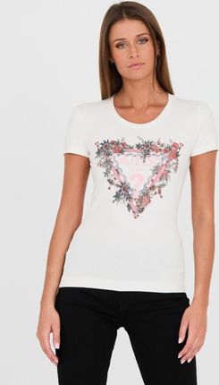 GUESS Biały t-shirt z logo, Rozmiar S