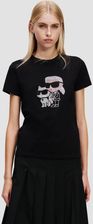 Zdjęcie KARL LAGERFELD Сzarny damski t-shirt z cyrkoniami Ikon Duo, Rozmiar XL - Pruszków