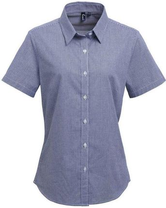 Damska Bawełniana Koszula Z Krótkim Rękawem W Kratkę Micro Gingham