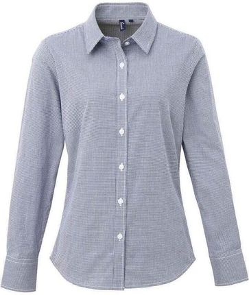 Damska Bawełniana Koszula Z Długim Rękawem W Kratkę Micro Gingham