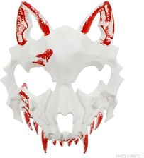 Zdjęcie Dodatek Do Stroju Na Halloween Maska Czaszka Wilka Z Zakrwawionymi Zębami Biała Wilkołak MAS16 - Człuchów