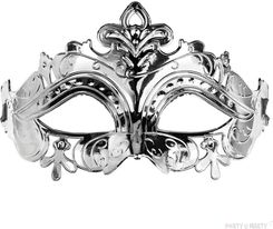 Zdjęcie Partydeco Elegancka Srebrna Maska Wenecka Z Cekinami Dodatek Do Stroju Na Karnawał 17x9cm MAS22018 - Słupsk