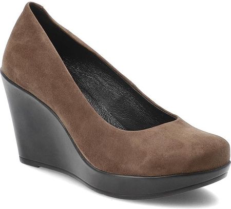 Brązowe Czółenka Karino Eleganckie Obuwie Damskie Na Koturnie