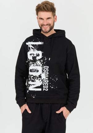 DSQUARED2 Czarna bluza z kapturem Icon Splash Cool Fit Hoodie, Rozmiar M