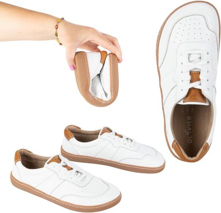 BUTY DAMSKIE BAREFOOT SKÓRA MINIMALISTYCZNE SZEROKIE ARIA Białe