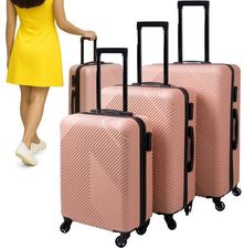 Zdjęcie Walizka Podróżna Zestaw Walizek Duża Średnia Mała Walizki na Kółkach Bagaż różowe Trizand 26663 - Myszków