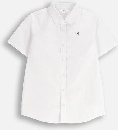 Koszula z krótkim rękawem biała z haftem na piersi