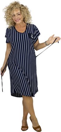 Sukienka w marynarskie paski midi z wiązaniem w pasie MARINA