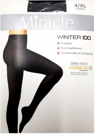 Miracle Rajstopy Gładkie Winter 100Den Czarny Xl R. 4