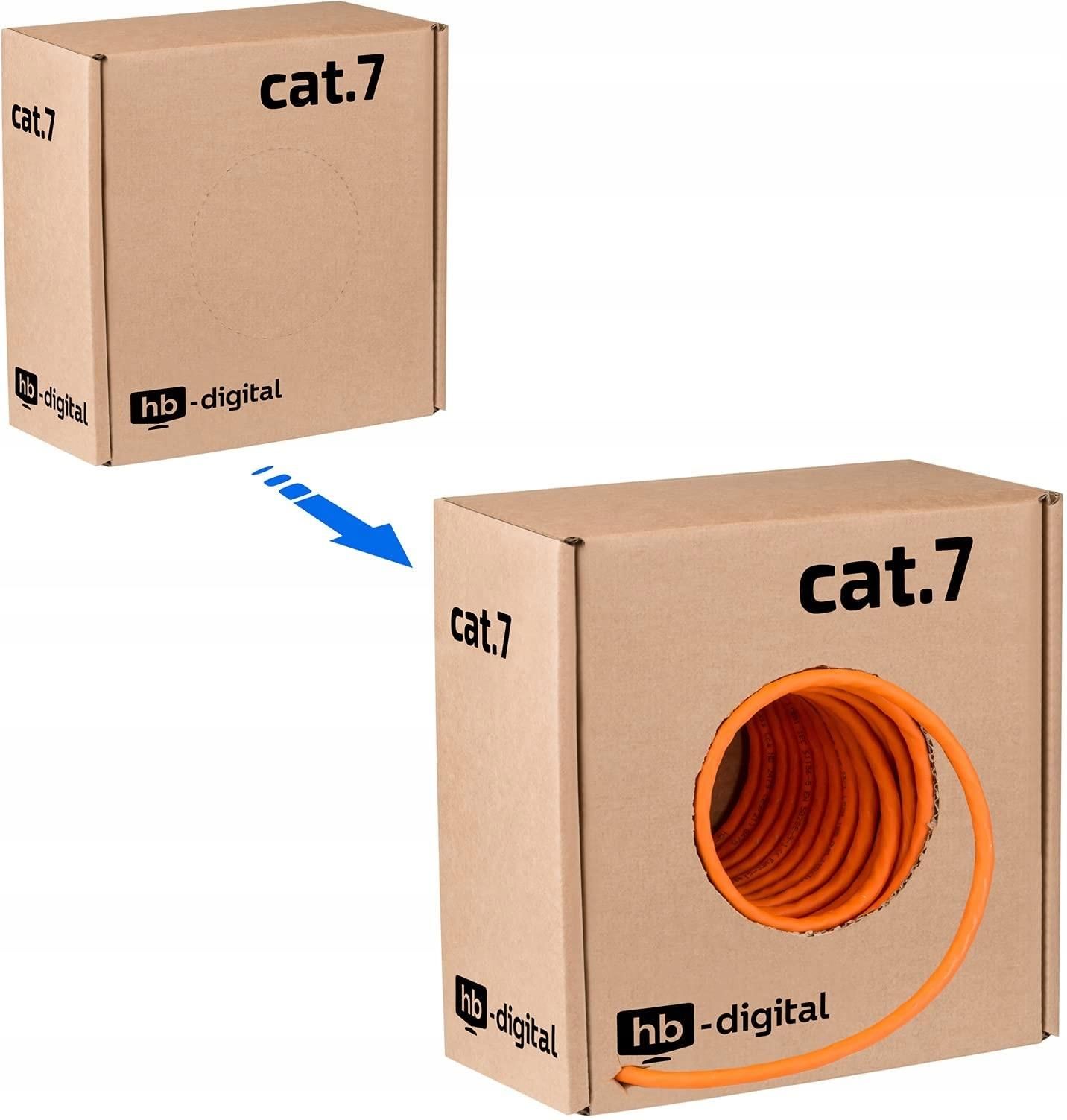 200m (2x100m) CAT.7 netwerkkabel LAN-kabel installatiekabel bedrading datakabel CAT7 CAT 7 Gigabit GB GHMT BauPVO Eca oranje