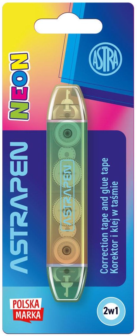 Zdjęcie Astra Korektor I Klej W Taśmie 2W1 Astrapen Neon Line 1Szt. Blister - Karlino