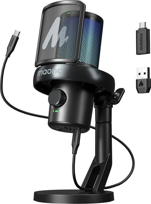 фото Микрофон Maono DM40 Pro Black — беспроводной конденсаторный микрофон для стриминга, подкастов и гейминга