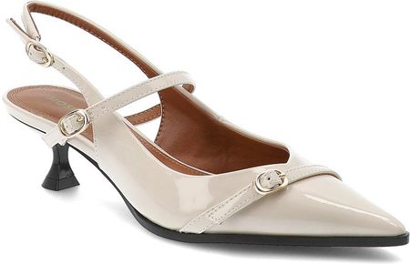 Beżowe Czółenka Gioseppe Eleganckie Lakierowane Obuwie Damskie