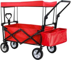 Zdjęcie Timeless Tools Składany Wózek Ogrodowy Z Dachem Ciągany-Pchany Czerwony - Głowno