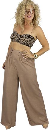 Luźne damskie spodnie palazzo szeroka nogawka wysoki stan LENA