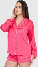 Zdjęcie JUICY COUTURE Różowa satynowa koszula piżamowa z haftowanym logo, Rozmiar XS - Pruszków