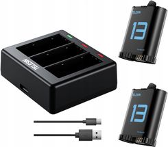 Zdjęcie Ładowarka USB + 2x Akumulator Bateria do GoPro Hero 13 BLACK / TELESIN / S0-ECB-07-TGP - Barwice