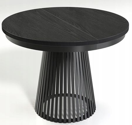 Furnidea Rozkładany Okrągły Stół Lamella 100-140-180cm Czarny Metalowa Podstawa