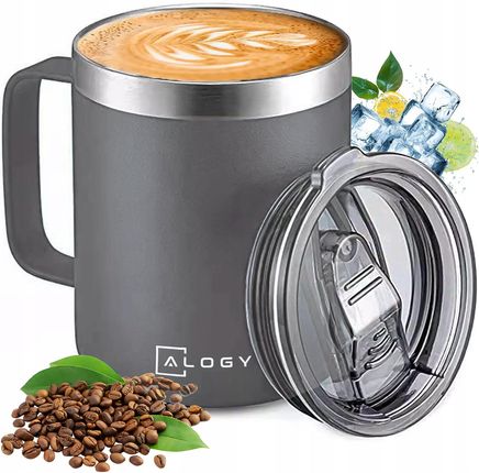 Kubek Termiczny Termos Gorące Napoje Do Kawa Herbata Szczelny Alogy 420ml szary