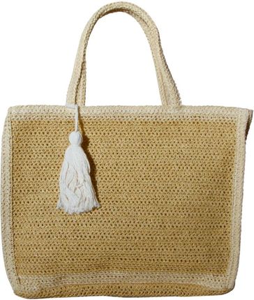 TORBA TOREBKA DAMSKA SŁOMKOWA Plażowa Beżowa 41x32cm Włochy