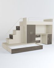 Zdjęcie Meblościanka Raj 5 Kaszmir Połysk - pokój dziecięcy, młodzieżowy z materacem i stelażem szary - Sulejówek