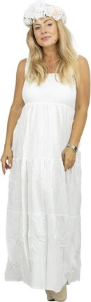 Letnia sukienka maxi na ramiączkach boho z falbankami SOLEA