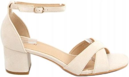 Sandałki na obcasie klasyczne Beige beżowy 38