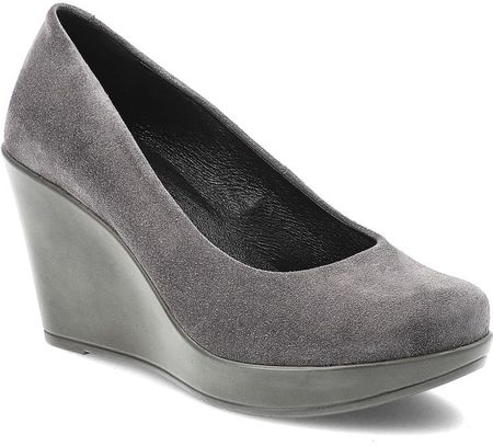 Szare Czółenka Karino Eleganckie Obuwie Damskie Na Koturnie