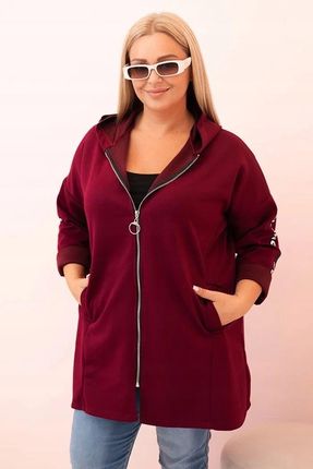 Bluza Plus Size damska śliwkowa z kapturem i zamkiem Italy Moda 2XL–4XL