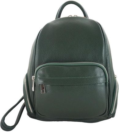 Plecaki skórzane damskie CASUAL - Zielony ciemny