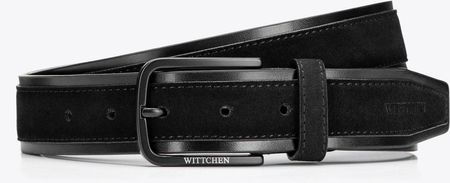 Pasek męski z naturalnej skóry o dwóch fakturach czarny