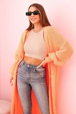 Zdjęcie Kesi Włoski Sweter Długi Kardigan Pomarańczowy Neon - Sulejów